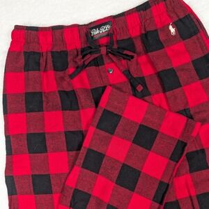 Polo Ralph Lauren Lounge Pants Mens Small Red Black Buffalo Plaid Flannel Pajama